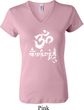 Ladies Yoga Shirt OM Mani Padme Hum V-neck Tee T-Shirt