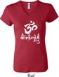Ladies Yoga Shirt OM Mani Padme Hum V-neck Tee T-Shirt