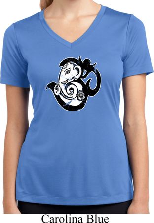 Ladies Yoga Shirt Om Mashup Moisture Wicking V-neck Tee T-Shirt