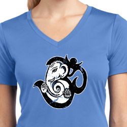 Ladies Yoga Shirt Om Mashup Moisture Wicking V-neck Tee T-Shirt