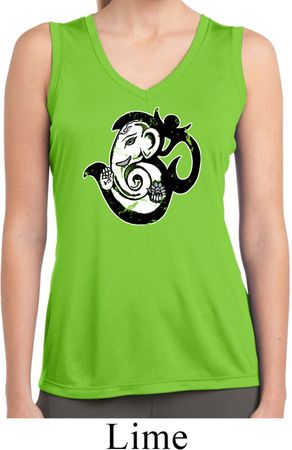 Ladies Yoga Shirt Om Mashup Sleeveless Moisture Wicking Tee T-Shirt
