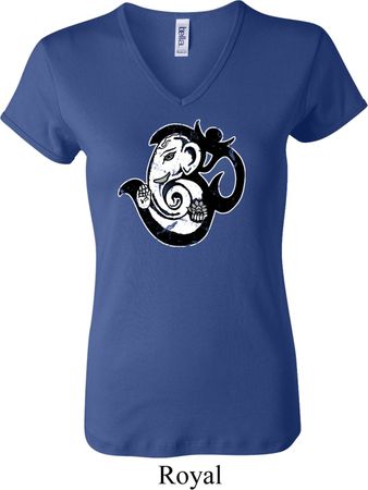 Ladies Yoga Shirt Om Mashup V-neck Tee T-Shirt