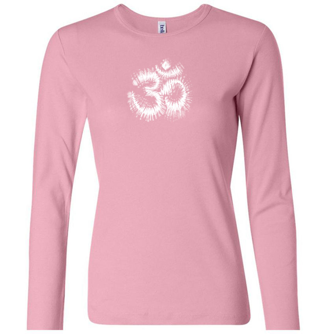 Ladies Yoga Shirt OM Tie Dye Long Sleeve Tee TShirt OM Tie Dye