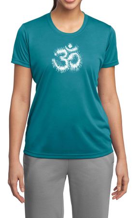 Ladies Yoga Shirt OM Tie Dye Moisture Wicking Tee T-Shirt