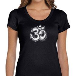 Ladies Yoga Shirt OM Tie Dye Scoop Neck Tee T-Shirt