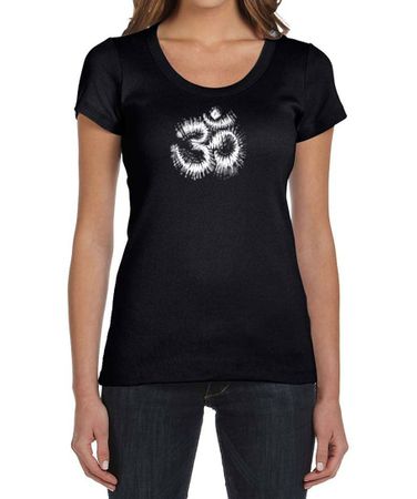 Ladies Yoga Shirt OM Tie Dye Scoop Neck Tee T-Shirt