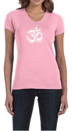 Ladies Yoga Shirt OM Tie Dye V-neck Tee T-Shirt