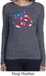 Ladies Yoga Shirt Patriotic Om Long Sleeve Tee T-Shirt