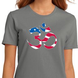 Ladies Yoga Shirt Patriotic Om Organic Tee T-Shirt Ladies Yoga Shirt Patriotic Om Organic Tee T-Shirt
