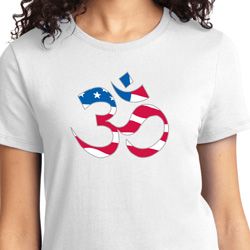Ladies Yoga Shirt Patriotic Om Tee T-Shirt Ladies Yoga Shirt Patriotic Om Tee T-Shirt