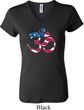 Ladies Yoga Shirt Patriotic Om V-neck Tee T-Shirt