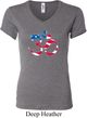 Ladies Yoga Shirt Patriotic Om V-neck Tee T-Shirt
