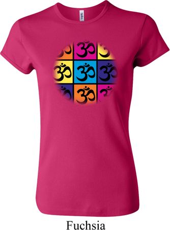Ladies Yoga Shirt Pop Art Om Crewneck Tee T-Shirt