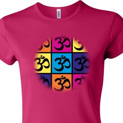Ladies Yoga Shirt Pop Art Om Crewneck Tee T-Shirt