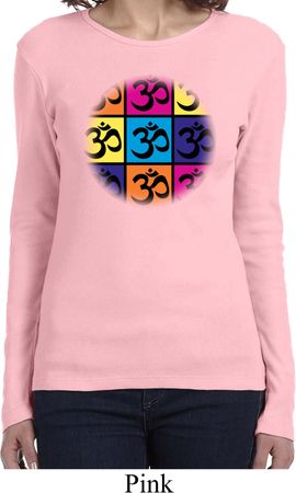 Ladies Yoga Shirt Pop Art Om Long Sleeve Tee