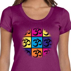 Ladies Yoga Shirt Pop Art Om Scoop Neck Tee T-Shirt