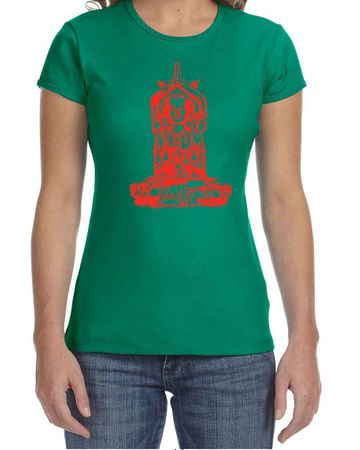 Ladies Yoga Shirt Red Tara Crewneck Tee T-Shirt