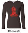 Ladies Yoga Shirt Red Tara Long Sleeve Tee T-Shirt