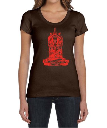 Ladies Yoga Shirt Red Tara Scoop Neck Tee T-Shirt
