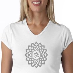 Ladies Yoga Shirt Sahasrara Chakra Meditation V-Neck Shirt