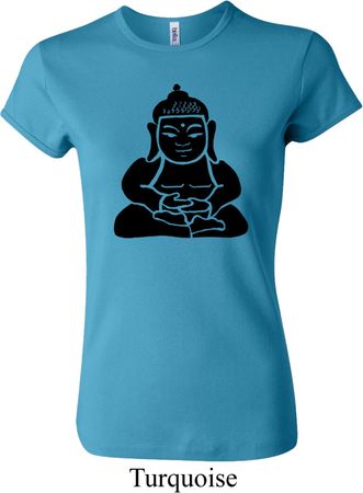 Ladies Yoga Shirt Shadow Buddha Crewneck Tee T-Shirt