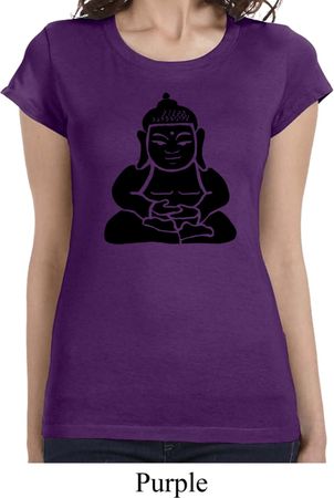Ladies Yoga Shirt Shadow Buddha Longer Length Tee T-Shirt