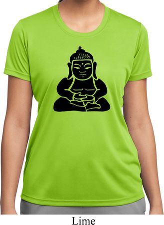 Ladies Yoga Shirt Shadow Buddha Moisture Wicking Tee T-Shirt