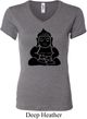 Ladies Yoga Shirt Shadow Buddha V-neck Tee T-Shirt