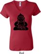 Ladies Yoga Shirt Shadow Buddha V-neck Tee T-Shirt