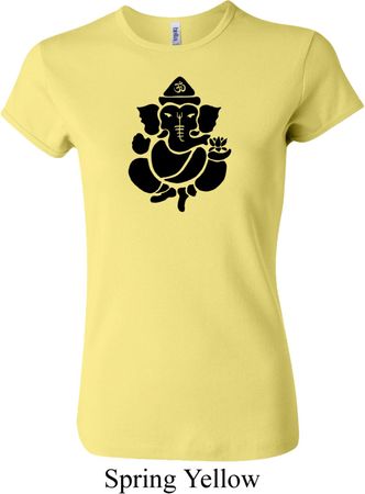 Ladies Yoga Shirt Shadow Ganesha Crewneck Tee T-Shirt
