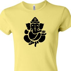 Ladies Yoga Shirt Shadow Ganesha Crewneck Tee T-Shirt