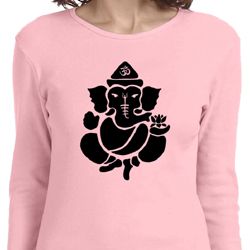 Ladies Yoga Shirt Shadow Ganesha Long Sleeve Tee T-Shirt
