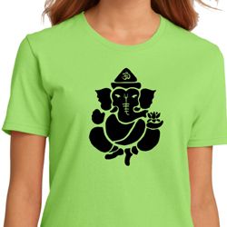 Ladies Yoga Shirt Shadow Ganesha Organic Tee T-Shirt