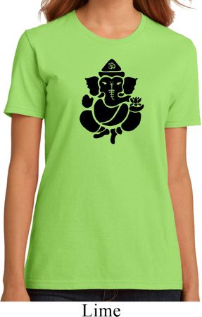 Ladies Yoga Shirt Shadow Ganesha Organic Tee T-Shirt