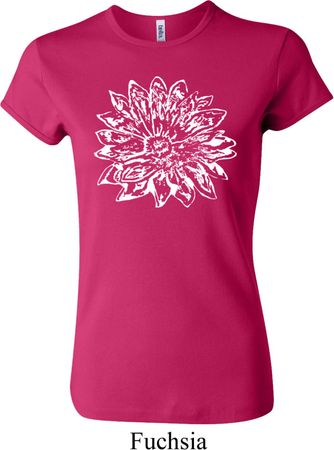 Ladies Yoga Shirt Sketch Lotus Crewneck Tee T-Shirt