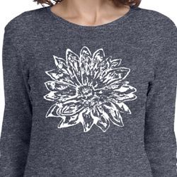 Ladies Yoga Shirt Sketch Lotus Long Sleeve Tee T-Shirt Ladies Yoga Shirt Sketch Lotus Long Sleeve Tee T-Shirt