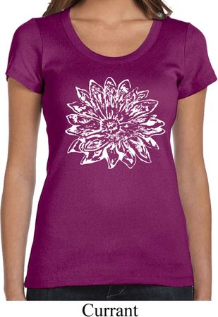 Ladies Yoga Shirt Sketch Lotus Scoop Neck Tee T-Shirt