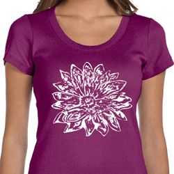 Ladies Yoga Shirt Sketch Lotus Scoop Neck Tee T-Shirt Ladies Yoga Shirt Sketch Lotus Scoop Neck Tee T-Shirt