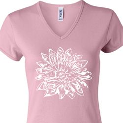 Ladies Yoga Shirt Sketch Lotus V-neck Tee T-Shirt Ladies Yoga Shirt Sketch Lotus V-neck Tee T-Shirt