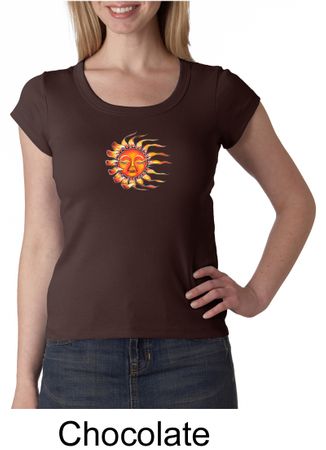 Ladies Yoga Shirt Sleeping Sun Meditation Scoop Neck Shirt