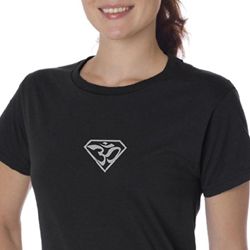 Ladies Yoga Shirt Super OM Small Print Organic T-Shirt