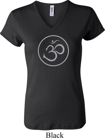 Ladies Yoga Shirt Thin OM V-neck Tee T-Shirt