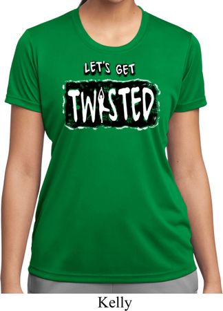 Ladies Yoga Shirt Twisted Moisture Wicking Tee T-Shirt