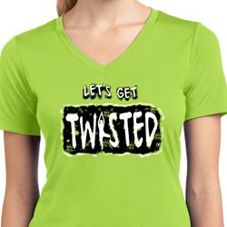 Ladies Yoga Shirt Twisted Moisture Wicking V-neck Tee T-Shirt