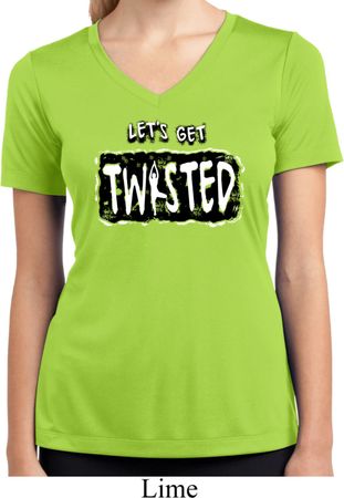 Ladies Yoga Shirt Twisted Moisture Wicking V-neck Tee T-Shirt