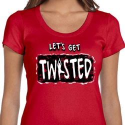 Ladies Yoga Shirt Twisted Scoop Neck Tee T-Shirt