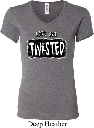 Ladies Yoga Shirt Twisted V-neck Tee T-Shirt