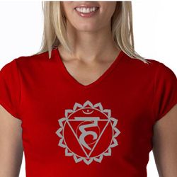 Ladies Yoga Shirt Vishuddha Chakra Meditation V-Neck Shirt
