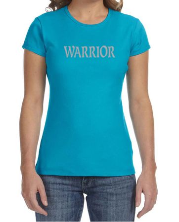 Ladies Yoga Shirt Warrior Text Crewneck Tee T-Shirt