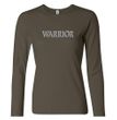 Ladies Yoga Shirt Warrior Text Long Sleeve Tee T-Shirt